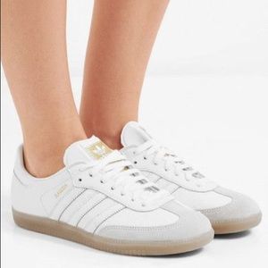 adidas White and Gum Samba Athletic Shoes